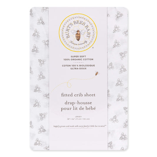 Burt's Bees Baby BEESNUG® Fitted Crib Sheet (Honey Bee Grey)
