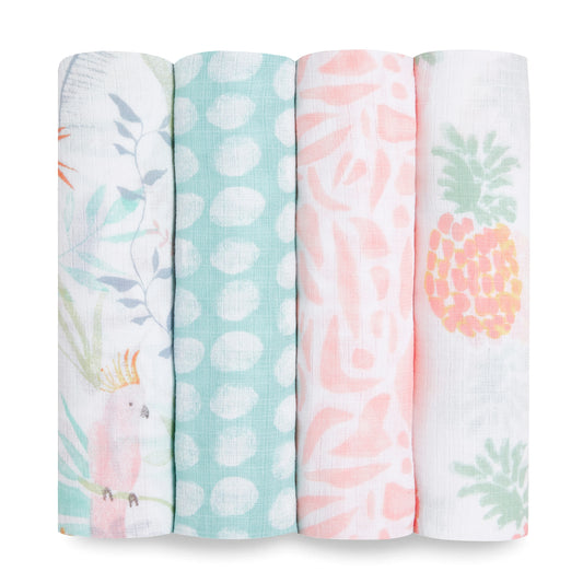 4-pack Essentials Cotton Muslin Swaddle Blanket (Tropicalia)