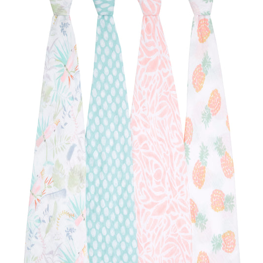4-pack Essentials Cotton Muslin Swaddle Blanket (Tropicalia)