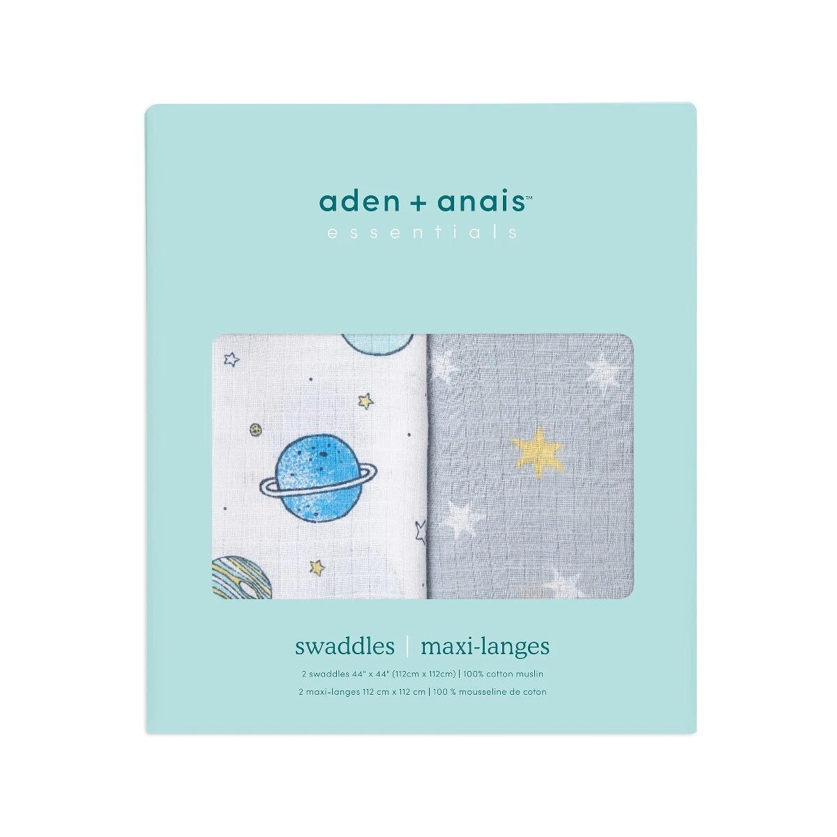 2-pack Essentials Cotton Muslin Swaddle Blanket (Space Cadet)
