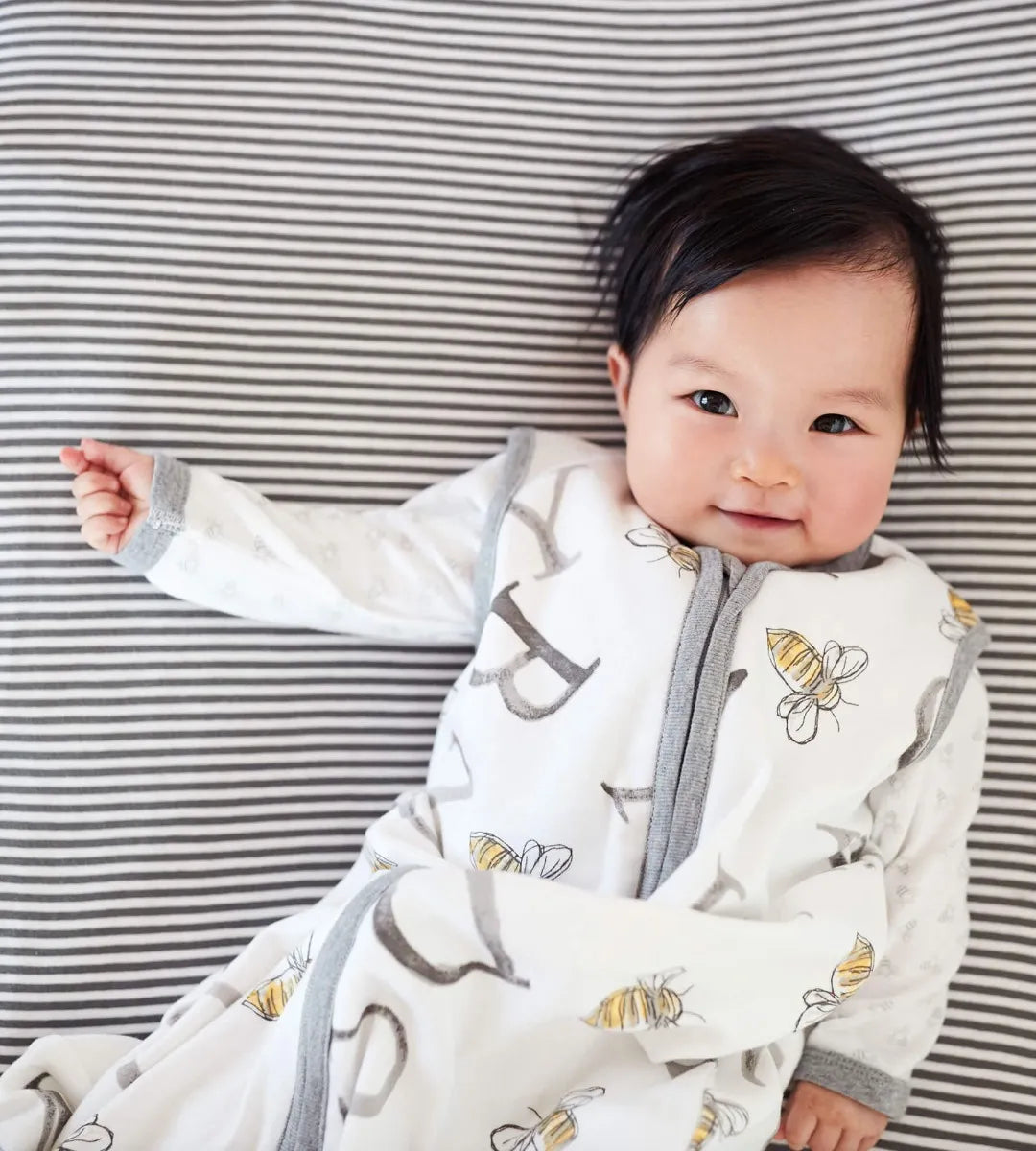 Burt's Bees Baby BEESNUG® Fitted Crib Sheet (Classic Strip Heather Grey)