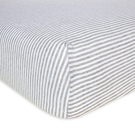 Burt's Bees Baby BEESNUG® Fitted Crib Sheet (Classic Strip Heather Grey)