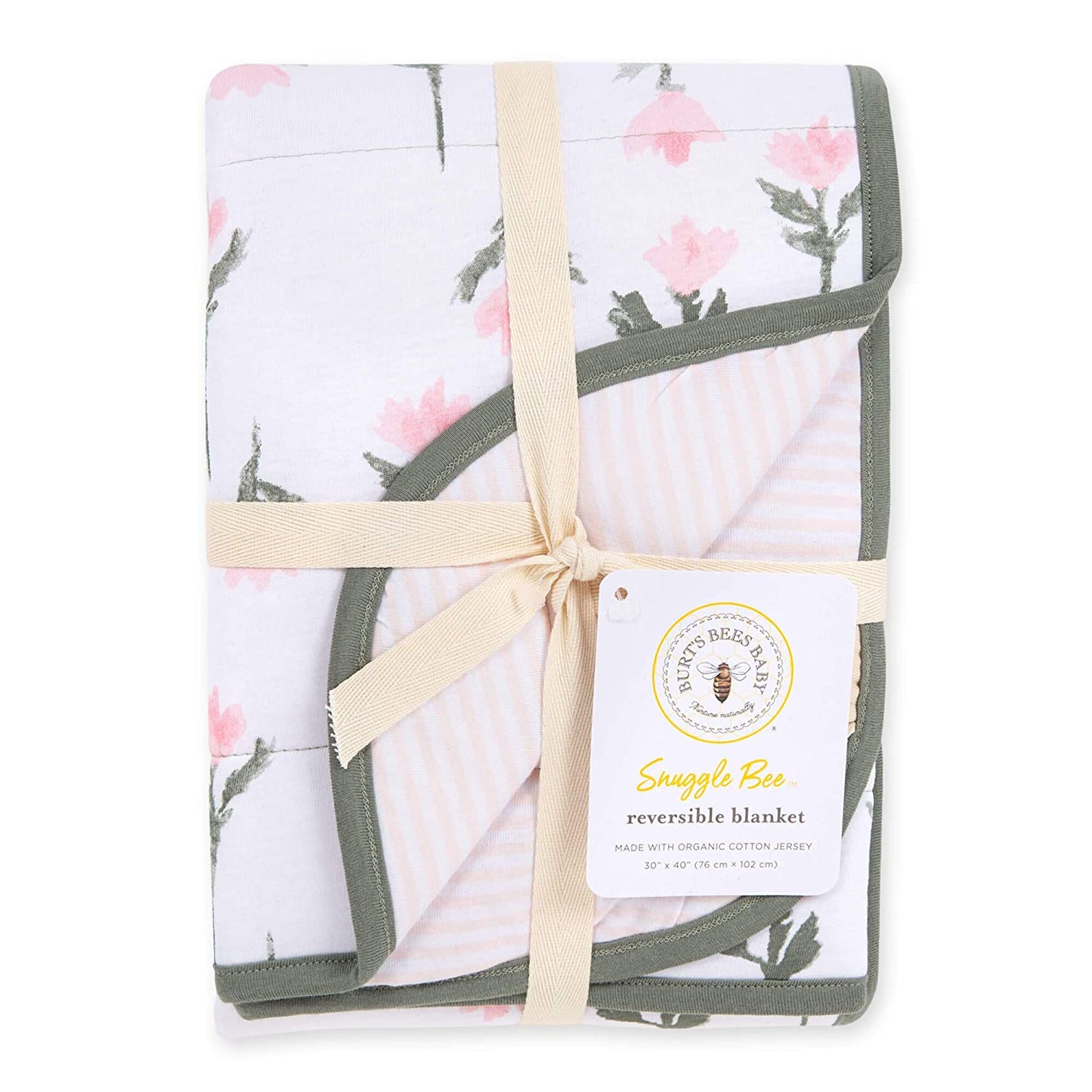 Burts Bees Baby Organic Baby Reversible Blanket (Tall Tulips Blossom)