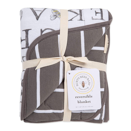 Burt's Bees Baby Organic Baby Reversible Blanket (Letter Bee Charcoal)