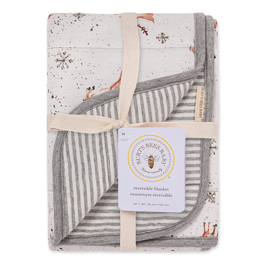 Burt's Bees Baby Organic Baby Reversible Blanket (Holiday Dasher & Dancer)