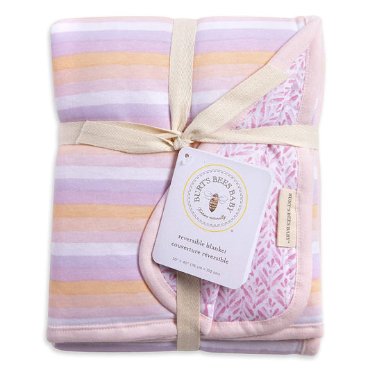 Burt's Bees Baby Organic Baby Reversible Blanket (Watercolor Sunset Strip Blossom)