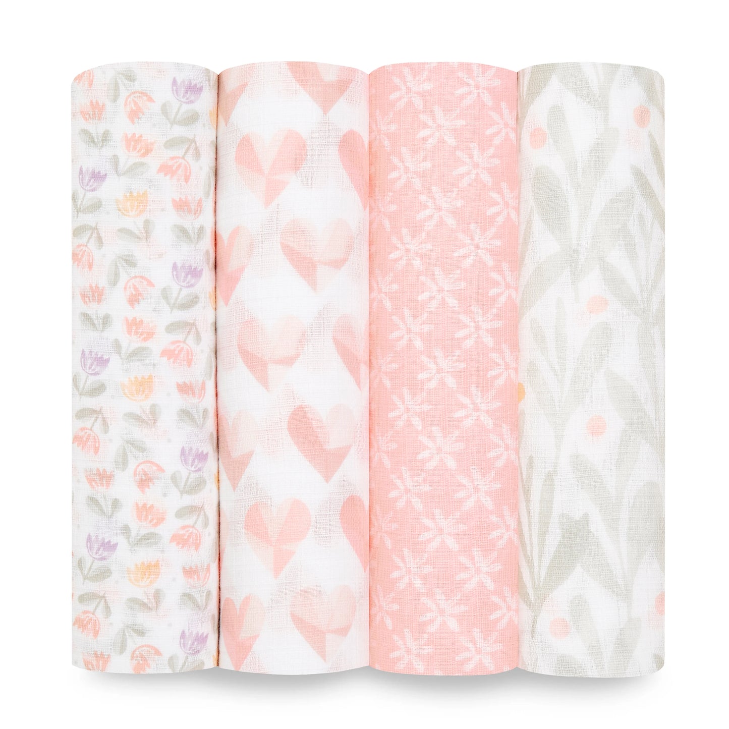 4-pack Essentials Cotton Muslin Swaddle Blanket (Piece of my Heart)