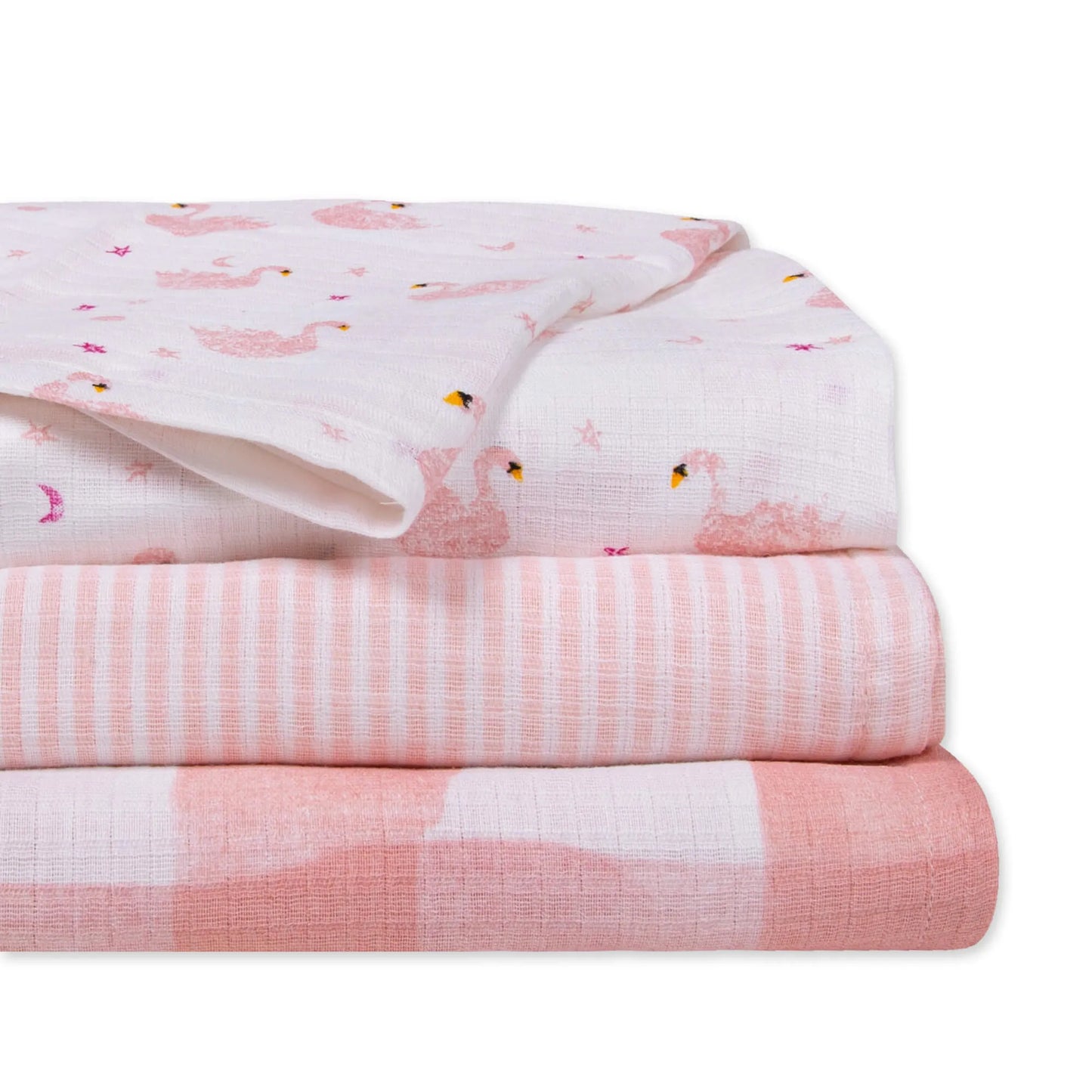 Burts Bees Baby Organic Baby 3-pack Muslin Swaddle Blankets (Graceful Swans)