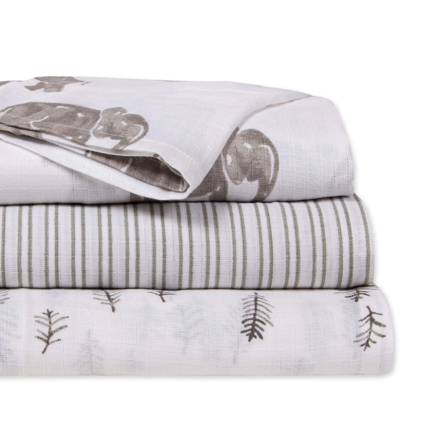 Burts Bees Baby Organic Baby 3-pack Muslin Swaddle Blankets (Wandering Elephants)