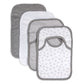 Burts Bees Baby Organic Baby Pull On Bibs 4-pack (Bee Essentials Heather Grey)