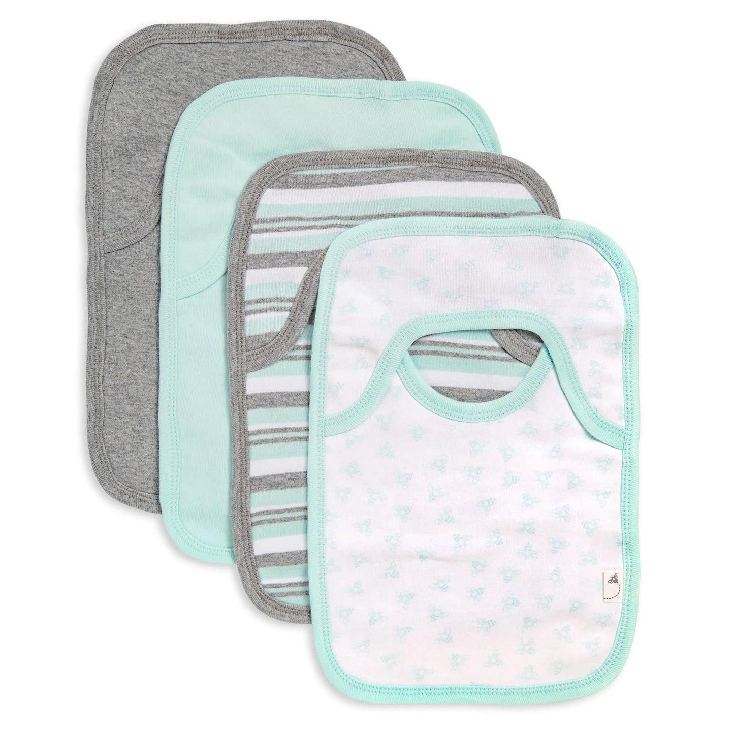 Burts Bees Baby Organic Baby Pull On Bibs 4-pack (Sixties Stripe)