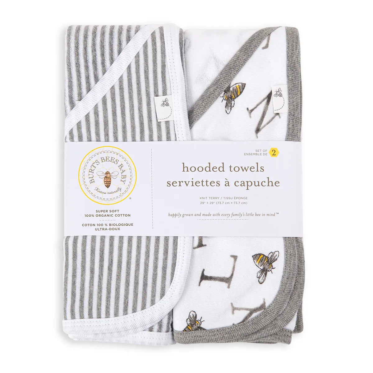 Burts Bees Baby Organic Cotton Hooded Towels 2-pack (A-Bee-C)