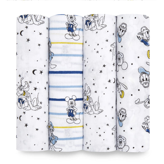 4-pack Essentials Cotton Muslin Swaddle Blanket (Mickey Stargazer)