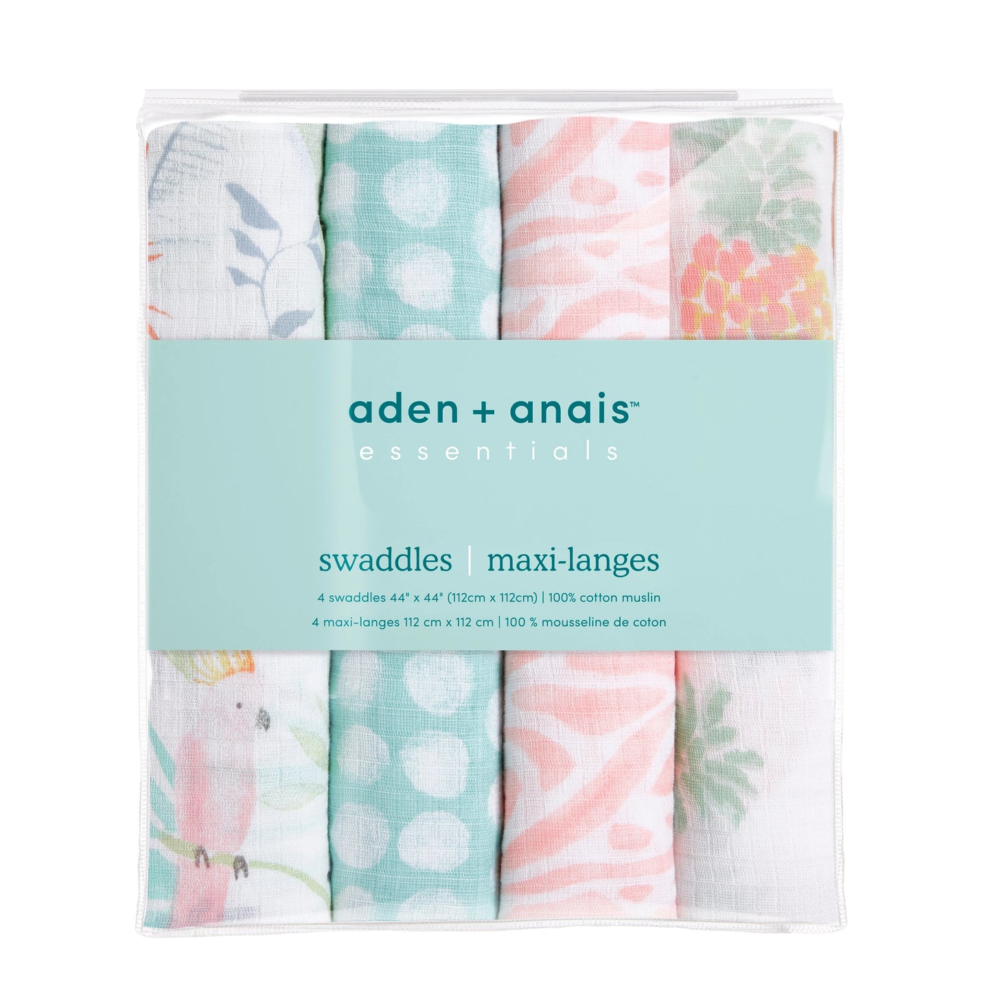 4-pack Essentials Cotton Muslin Swaddle Blanket (Tropicalia)