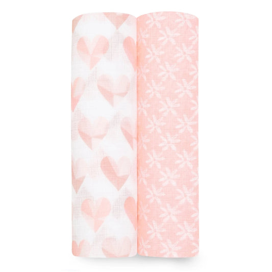 2-pack Essentials Cotton Muslin Swaddle Blanket (Piece of my Heart)