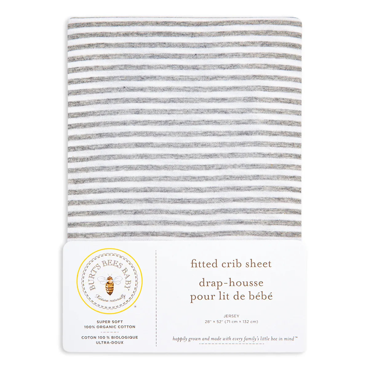 Burt's Bees Baby BEESNUG® Fitted Crib Sheet (Classic Strip Heather Grey)