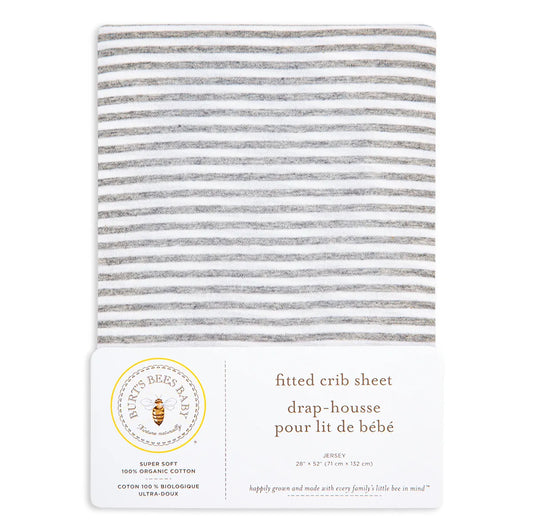 Burt's Bees Baby BEESNUG® Fitted Crib Sheet (Classic Strip Heather Grey)