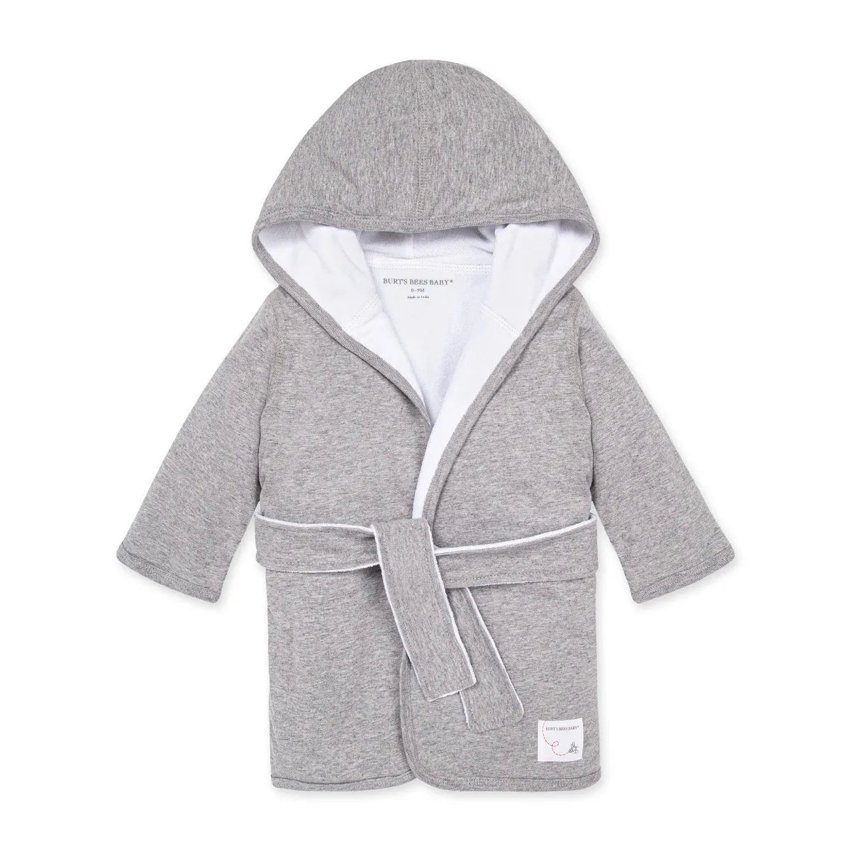 Burts Bees Baby Organic Cotton Knit Terry Hooded Robe (Heather Grey)