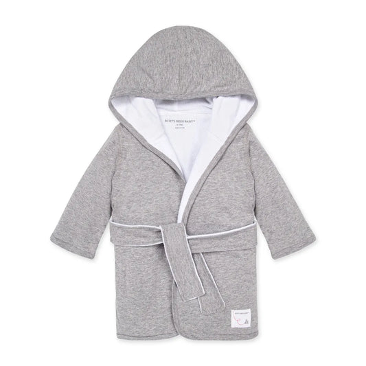 Burts Bees Baby Organic Cotton Knit Terry Hooded Robe (Heather Grey)