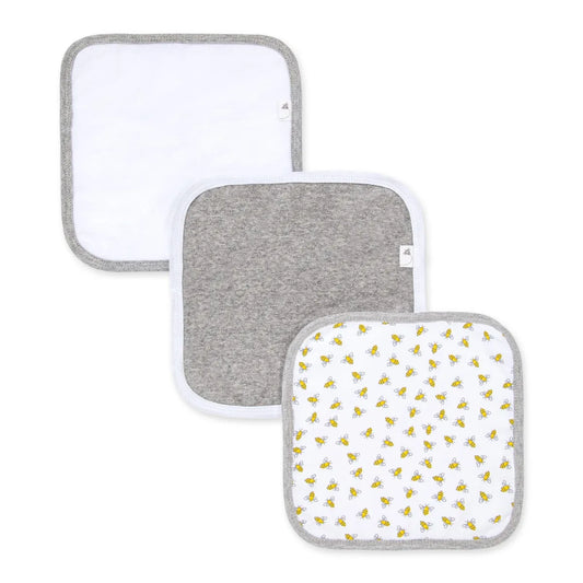 Burts Bees Baby Organic Cotton Wash Cloths 3-pack (Honey Bee)