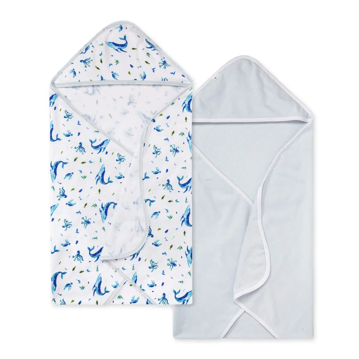 Burts Bees Baby Organic Cotton Hooded Towels 2-pack (Whale of a Tale)