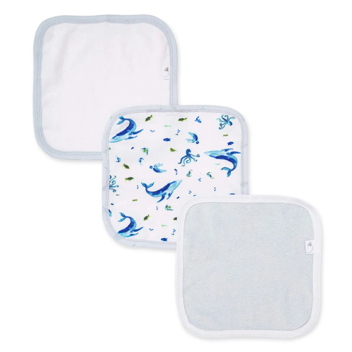 Burts Bees Baby Organic Cotton Wash Cloths 3-pack (Whale of a Tale)